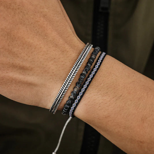 Tibetan Steel & Handmade Spirit Bracelet for "Sacred Strength & Balance" 