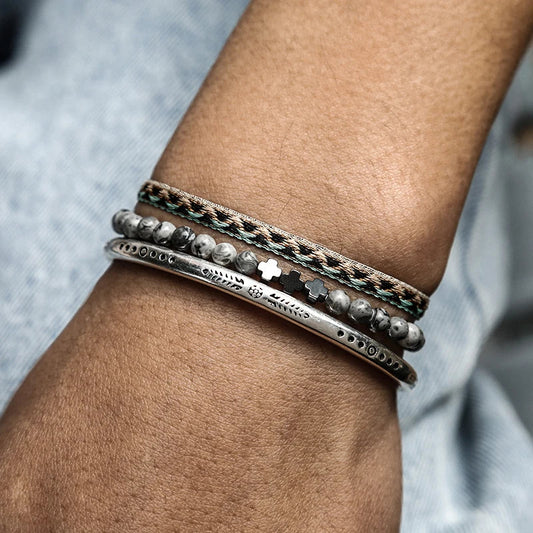 Tibetan Steel & Handmade Spirit Bracelet for "Compassionate Communication"