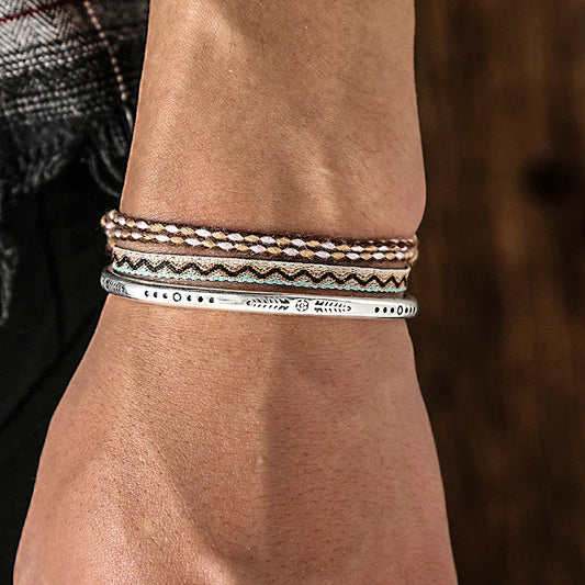 Tibetan Steel & Handmade Spirit Bracelet for "Strength, Protection, Purification & Calm" 