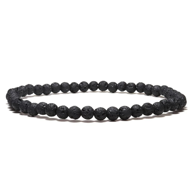 Tibetan Steel & Handmade Spirit Bracelet for "Faith in Self" (Beads made of Black Volcanic Stone)