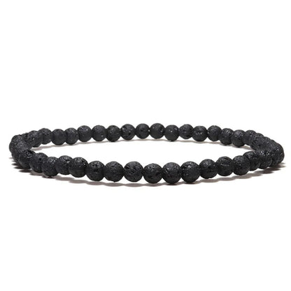 Tibetan Steel & Handmade Spirit Bracelet for "Faith in Self" (Beads made of Black Volcanic Stone)