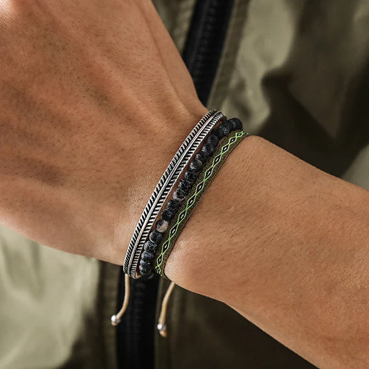Tibetan Steel & Handmade Spirit Bracelet for "Joy & Lightheartedness" 
