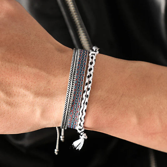 Tibetan Steel & Handmade Spirit Bracelet for "Creativity & Courage"