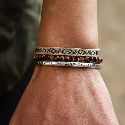 Tibetan Steel & Handcarved Spirit Bracelet for “Strong Energy & Leadership" 