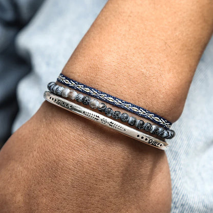 Tibetan Steel & Handcarved Spirit Bracelet for “Strong Energy & Leadership" 
