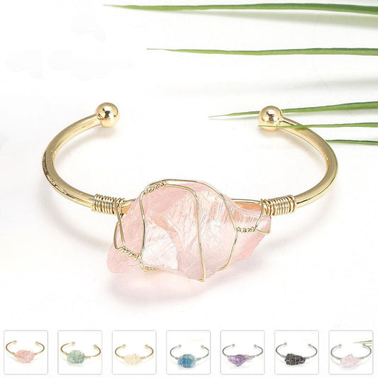 Natural Crystal Gemstone ~ Color Defined Clear Quartz Bracelet ~ for "Healing, Growth and Protection"