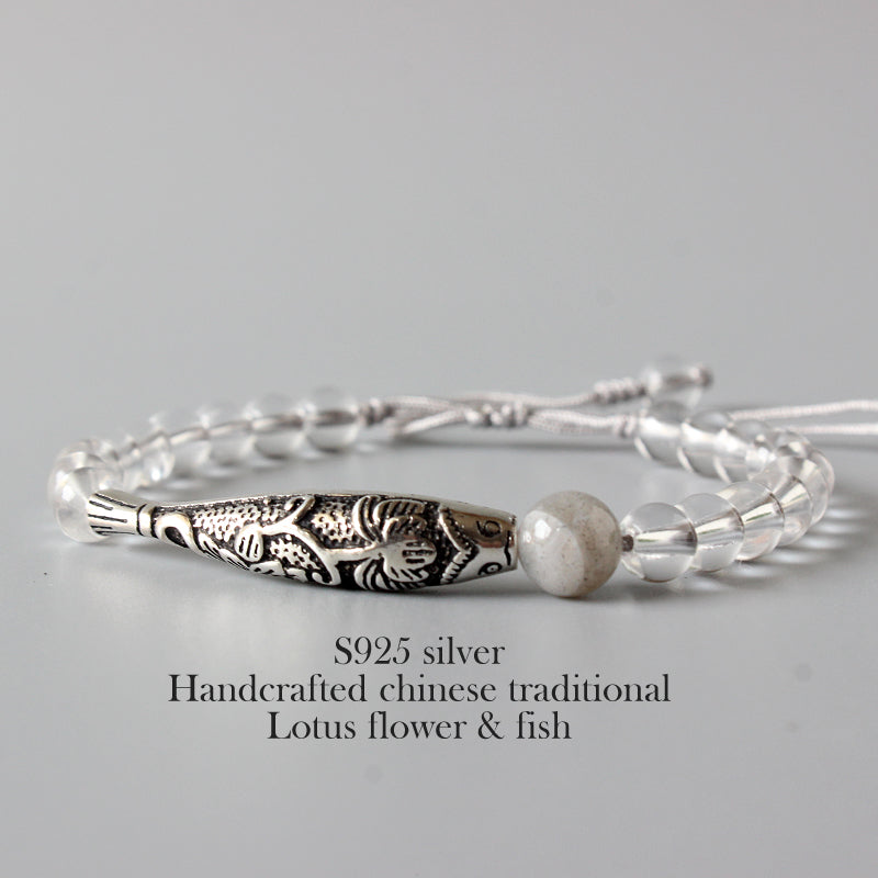 Serenity Crystal Bracelet (Pure Crystal, Vintage Silver, and Tagua Nut)