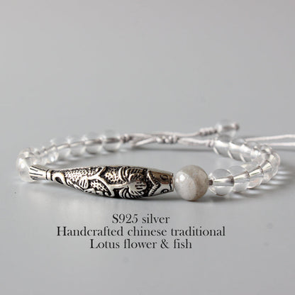 Serenity Crystal Bracelet (Pure Crystal, Vintage Silver, and Tagua Nut)