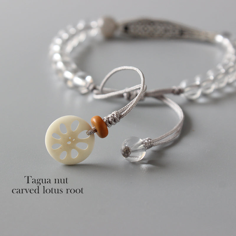 Serenity Crystal Bracelet (Pure Crystal, Vintage Silver, and Tagua Nut)