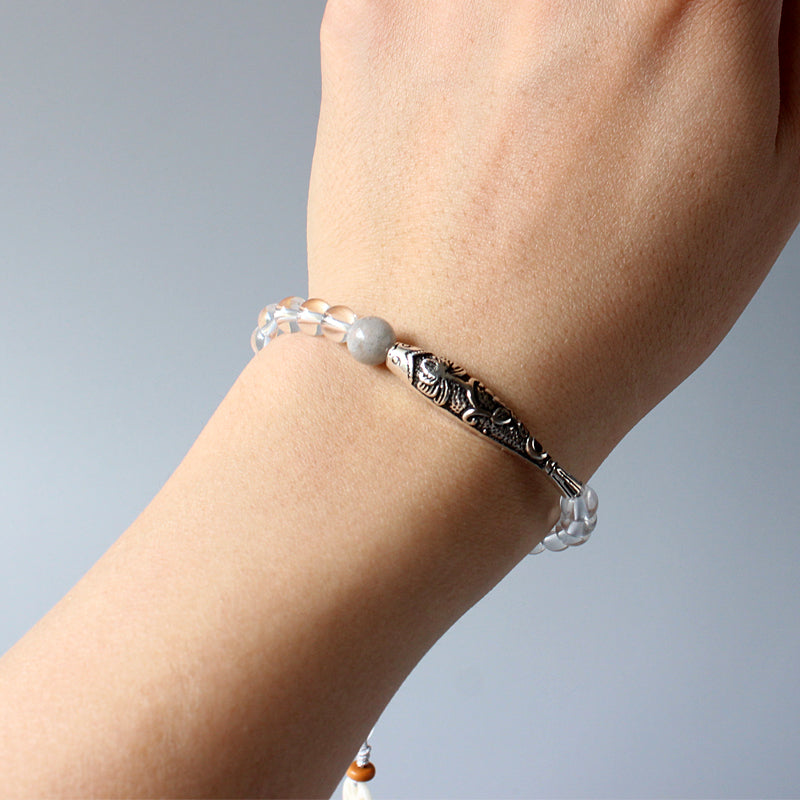 Serenity Crystal Bracelet (Pure Crystal, Vintage Silver, and Tagua Nut)