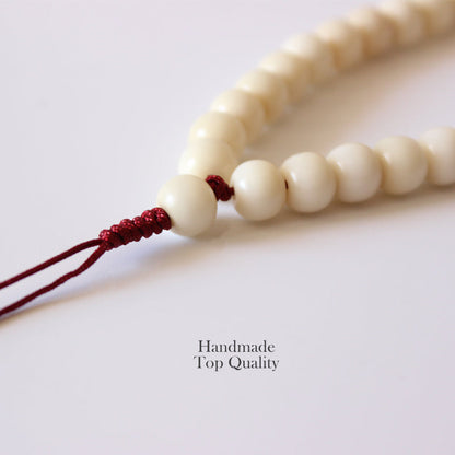 Buddhist Handcrafted Nature Sandalwood for "Preservation & Perseverance" Ivory Beads (made with Bodhi Seed and Tagua Nut)
