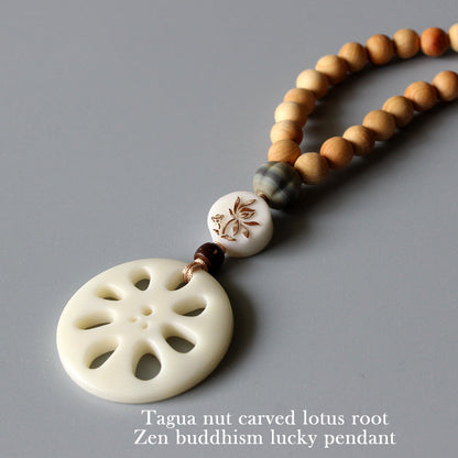 Buddhist Handcrafted Nature Sandalwood Abundance Pendant (Tagua Nut)