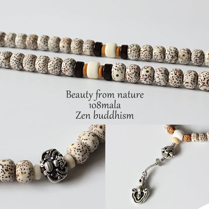 Buddhist Handcrafted Nature Sandalwood Necklace for "Strength in Spirit" (made with Organic Tree Bodhi Seed)