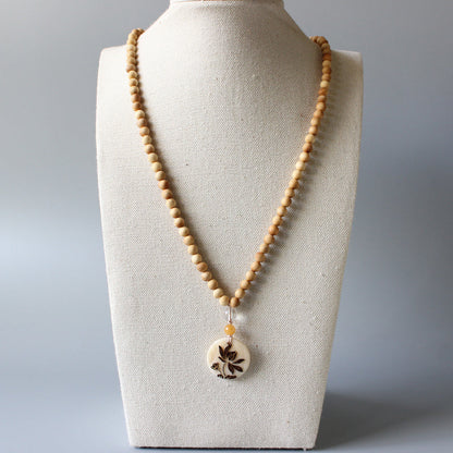 Buddhist Handcrafted Nature Sandalwood Necklace for "Harmony & Focus" (made with Organic Tree Tagua Nut)