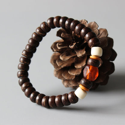 Buddhist Handcrafted Nature Sandalwood Bracelet for "Empathetic" (Coco Nut Shell)