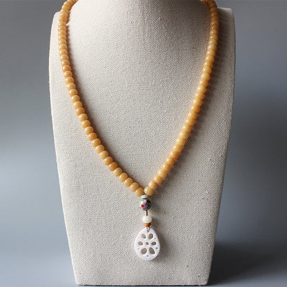 Buddhist Handcrafted Nature Sandalwood Necklace - "Peacefully Awake" (made with Natural Tree Bodhi Seed)