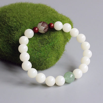Buddhist Handcrafted Nature Sandalwood Bracelet for Awakening & Enlightenment (White Bodhi Seeds)