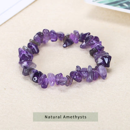 Natural Crystal Gemstone ~ Nature Amethyst & Pure Quartz Bracelet ~ for "All Healing and Protection"