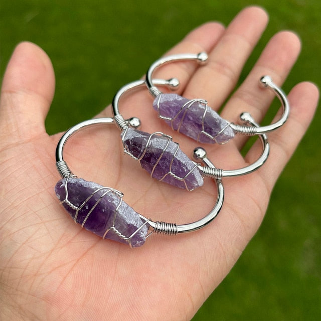 Natural Crystal Gemstone ~ Color Defined Clear Quartz Bracelet ~ for "Healing, Growth and Protection"