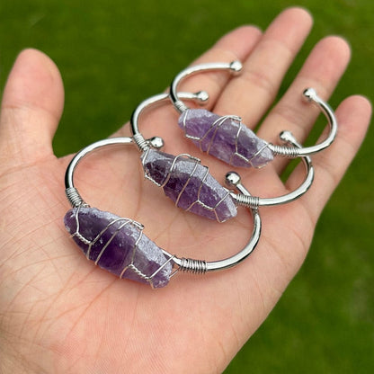 Natural Crystal Gemstone ~ Color Defined Clear Quartz Bracelet ~ for "Healing, Growth and Protection"