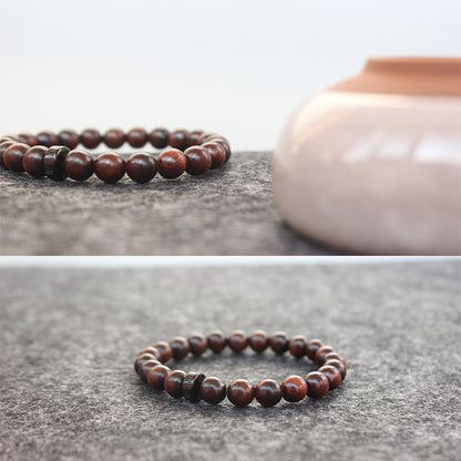Buddhist Handcrafted Nature Sandalwood Bracelet for "Integrity & Loyalty" - Om Ma Ni Pad Me Hum Center