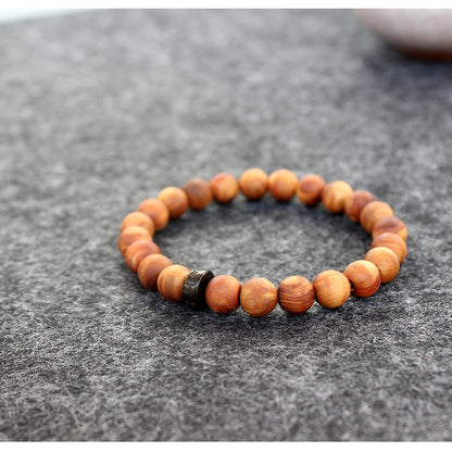 Buddhist Handcrafted Nature Sandalwood Bracelet for "Integrity & Loyalty" - Om Ma Ni Pad Me Hum Center