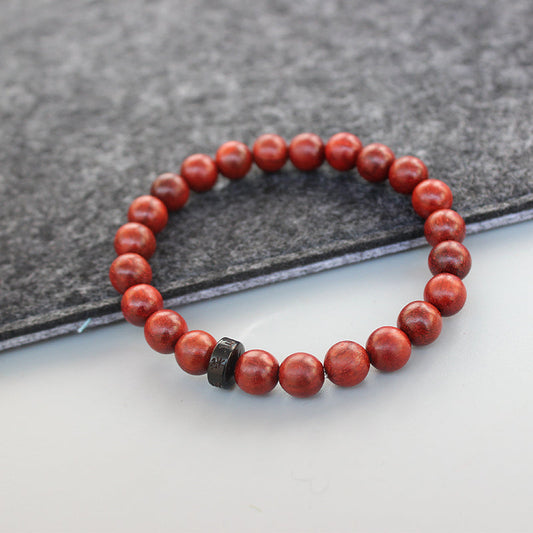 Buddhist Handcrafted Nature Sandalwood Bracelet for "Integrity & Loyalty" - Om Ma Ni Pad Me Hum Center