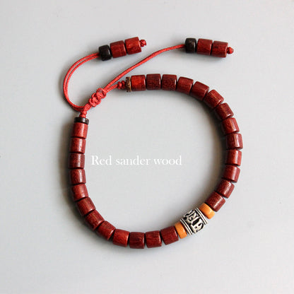 Buddhist Handcrafted Nature Sandalwood Bracelet for "Peace & Joy" with Blessed Mantra Charm