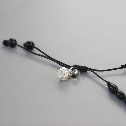 Buddhist Handcrafted Nature Sandalwood Emotion-soothing Bracelet with Fish Charm (Black Stone & Natural Pearl)