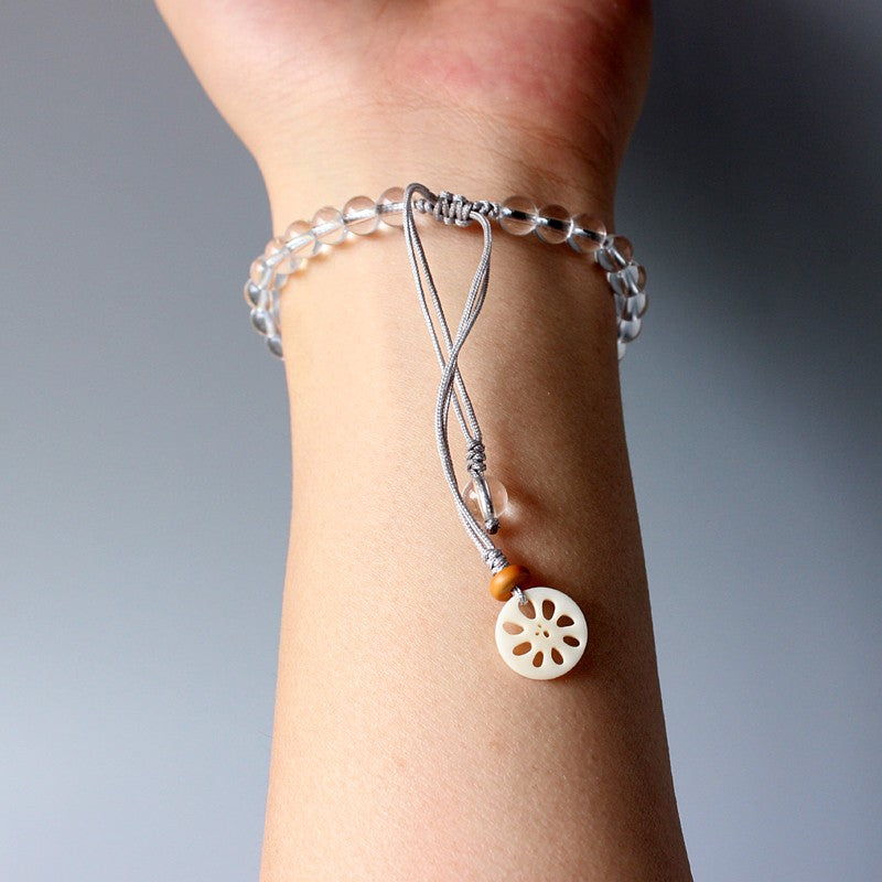 Serenity Crystal Bracelet (Pure Crystal, Vintage Silver, and Tagua Nut)