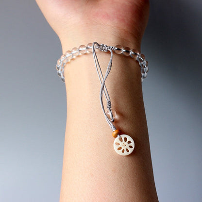 Serenity Crystal Bracelet (Pure Crystal, Vintage Silver, and Tagua Nut)