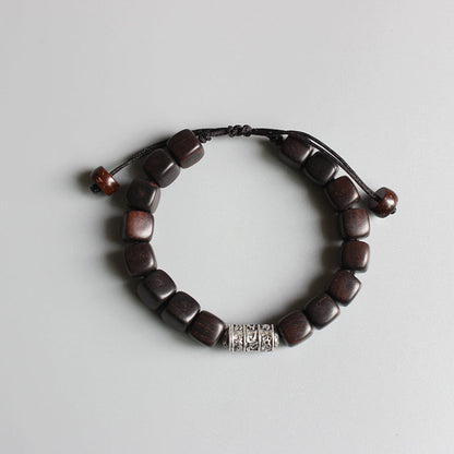 Buddhist Handcrafted Nature Sandalwood Bracelet for "Will Power & Confidence" with Om Mani Padme Hum Charm