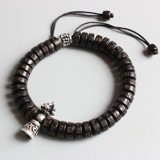 Buddhist Handcrafted Nature Sandalwood Bracelet for "Calmness & Tranquility" (made with Vajra Blessed Charm & Organic Coconut Beads)
