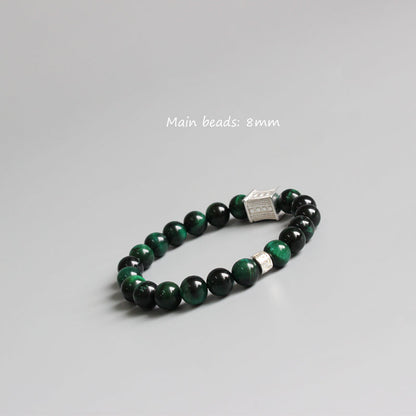 Protection Bracelet with Om Mani Padme Hum Charm (Green Cobra Eyestone)