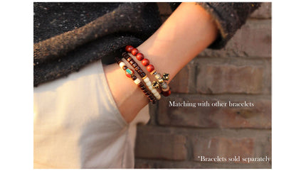 Buddhist Handcrafted Nature Sandalwood Bracelet for "Zen Buddhism" (made with Organic Coconut Shell, Ivory Beads, & Olive Nut)