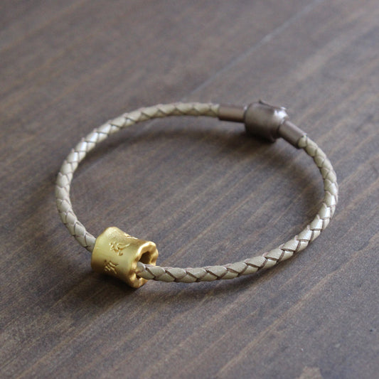 Tibetan Lucky Mantra Bangle (Leather and Silver)