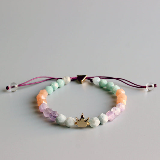 Royal Gemstone Chakra Bracelet (Pure Crystal, Amethyst, and Matte Amazonite)