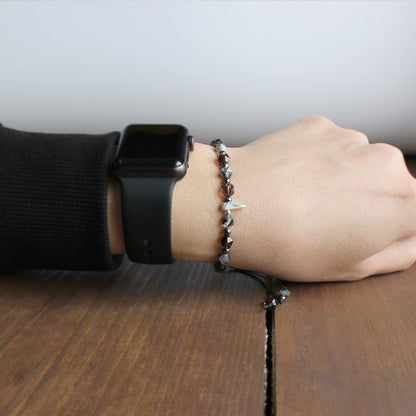 Buddhist Handcrafted Nature Sandalwood Confidence & Soothing Bracelet (Smoky Crystals & Tourmaline)