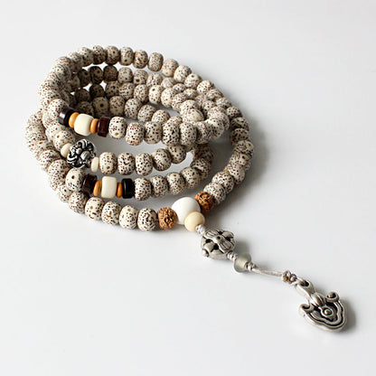 Buddhist Handcrafted Nature Sandalwood Necklace for "Strength in Spirit" (made with Organic Tree Bodhi Seed)