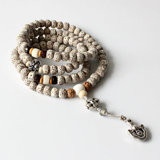 Buddhist Handcrafted Nature Sandalwood Necklace for "Strength in Spirit" (made with Organic Tree Bodhi Seed)