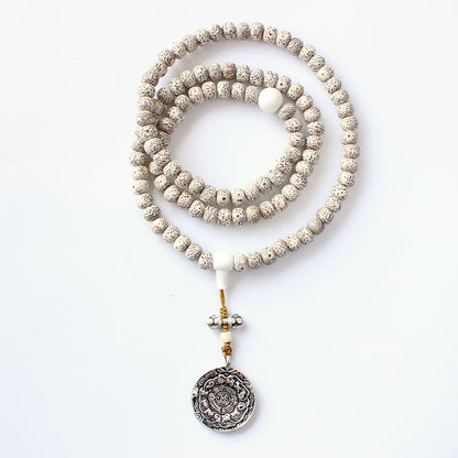 Buddhist Handcrafted Nature Sandalwood Necklace "One With Nature" (made from Organic Bodhi Tree)