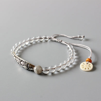 Serenity Crystal Bracelet (Pure Crystal, Vintage Silver, and Tagua Nut)