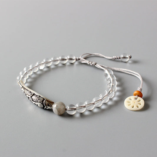 Serenity Crystal Bracelet (Pure Crystal, Vintage Silver, and Tagua Nut)