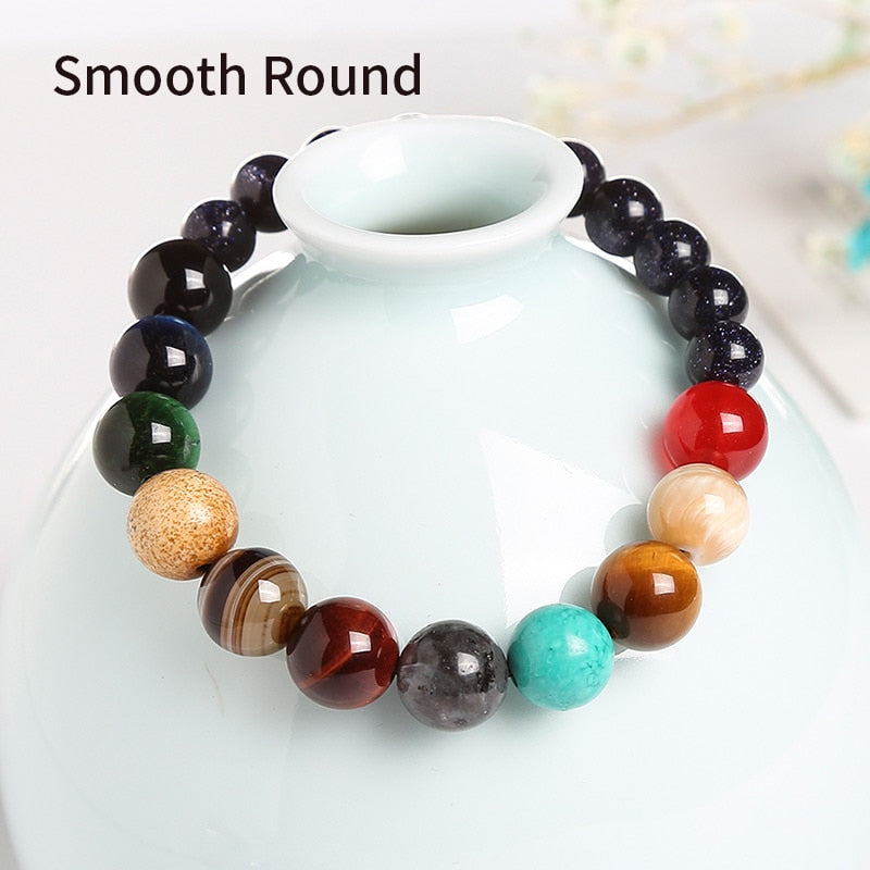 Natural Crystal Gemstone ~ Eight Planetary Solar System Bracelet ~ for "Chakra and You are your own Star & Universe"